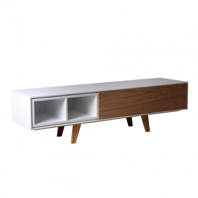 Mueble TV con cajón 150cm chapa de roble