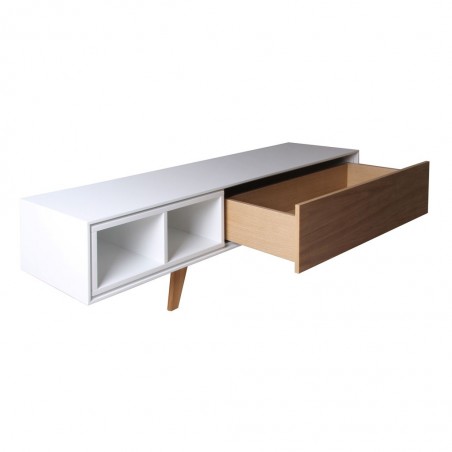 Mueble TV con cajón 150cm chapa de roble