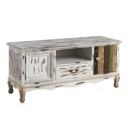 Mueble TV estilo vintage 120x40x154h abeto y mdf