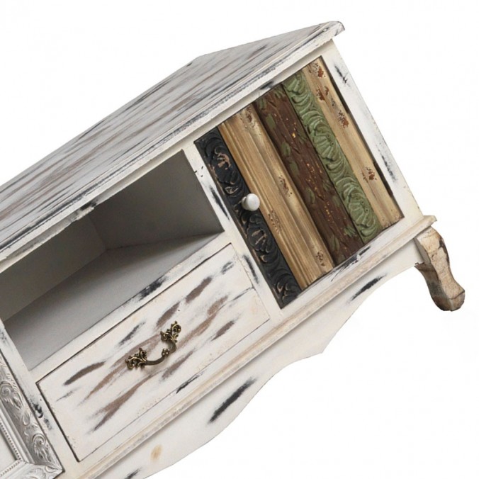 Mueble TV estilo vintage 120x40x154h abeto y mdf