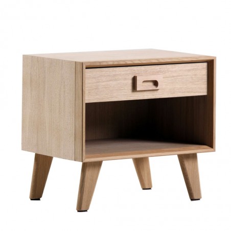 Mesita de noche estilo nórdico 50cm en roble macizo