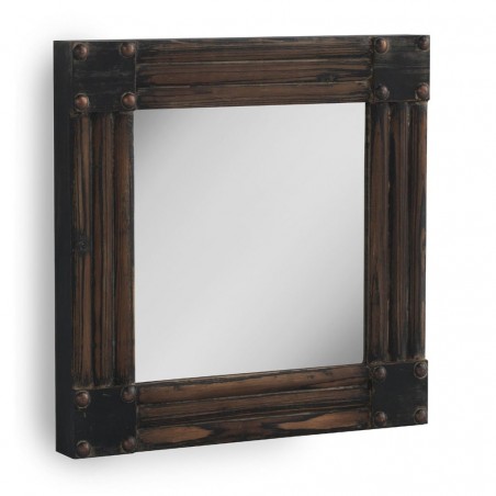 Espejo de pared vintage 57x57cm pino