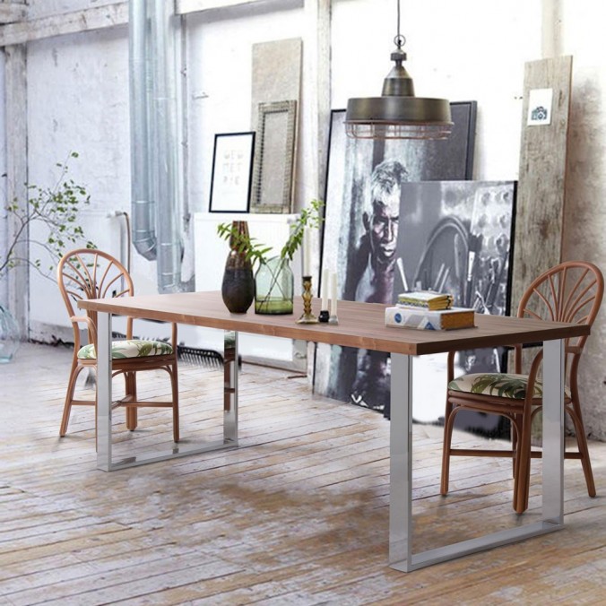 Mesa comedor chapa de roble natural y acero - 5 tamaños Mesa comedor chapa de roble natural y acero - 5 tamaños