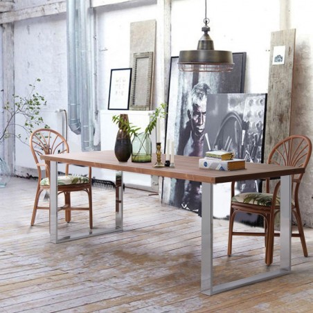 Mesa comedor chapa de roble natural y acero - 5 tamaños
