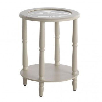 Mesita clásica redonda 45x58cm madera de abeto y DMF