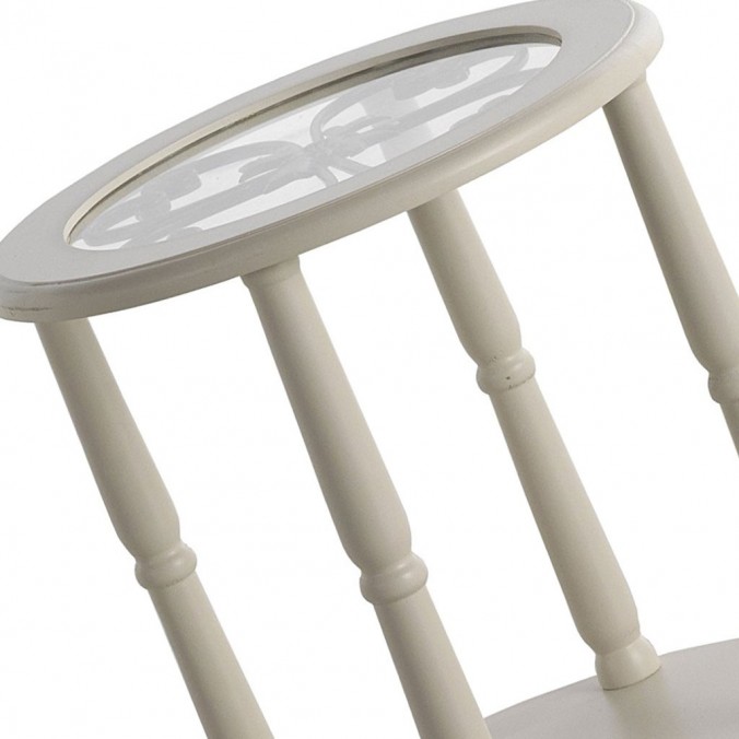 Mesita clásica redonda 45x58cm madera de abeto y DMF