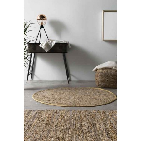 Alfombra jaspeada redonda 120cm yute y algodón