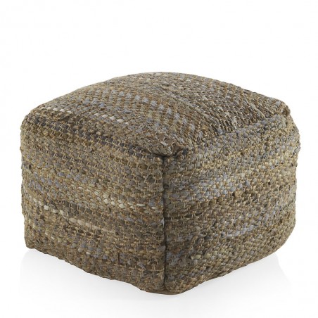 puff jaspeado cuadrado 45x35cm yute y algodón