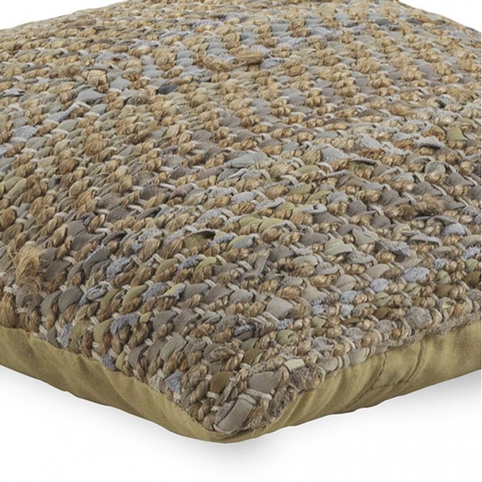 Cojín jaspeado cuadrado 45x45cm yute y algodón Cojín jaspeado cuadrado 45x45cm yute y algodón