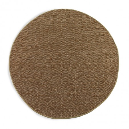 Alfombra diseño rombo redonda 120cm yute y algodón