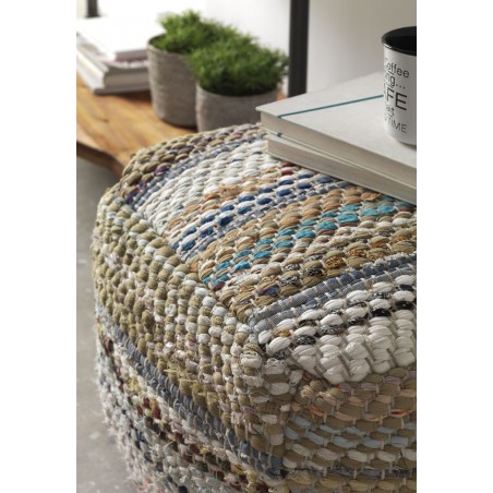 Puff cuadrado multicolor 45x35cm yute y algodón