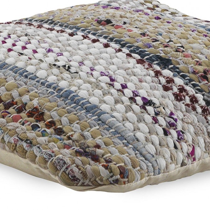 Cojín multicolor cuadrado 45x45cm yute y algodón