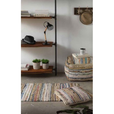 Cojín multicolor cuadrado 45x45cm yute y algodón