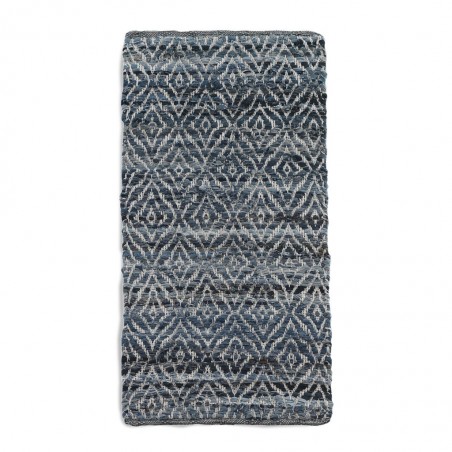 Alfombra rombo azul 60x120cm yute y algodón