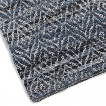 Alfombra rombo azul 60x120cm yute y algodón 2