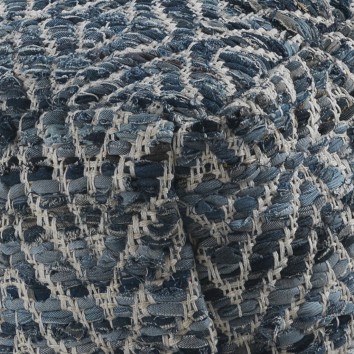 Puff cuadrado azul 45x35cm yute y algodón 2