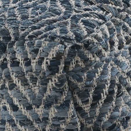 Puff cuadrado azul 45x35cm yute y algodón