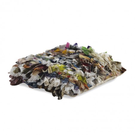 Cojín trapillo multicolor cuadrado 45x45cm yute y algodón