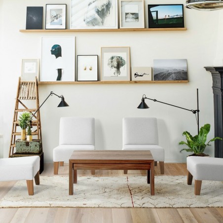 Mesa baja con cajón 95x65cm chapa de nogal