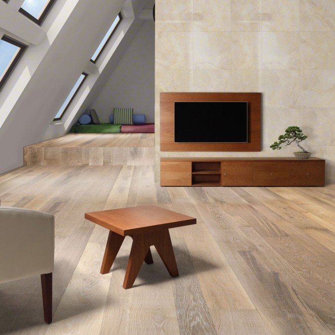 Mesita baja auxiliar 60x60cm chapa de roble