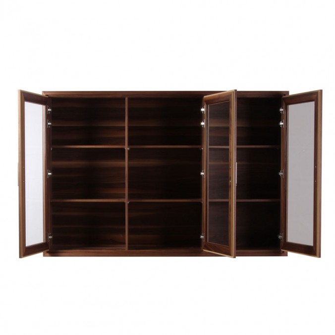 Vitrina 180cm diseño contemporaneo en madera de nogal