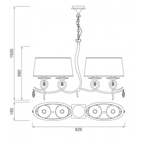 Lámpara de techo lineal 4 luces clásico romántico