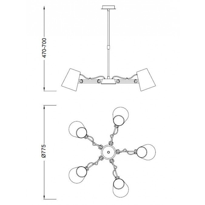 Lámpara de techo 5 luces estilo escandinavo