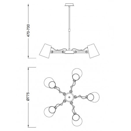 Lámpara de techo 5 luces estilo escandinavo