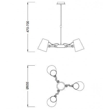 Lámpara de techo 3 luces estilo escandinavo