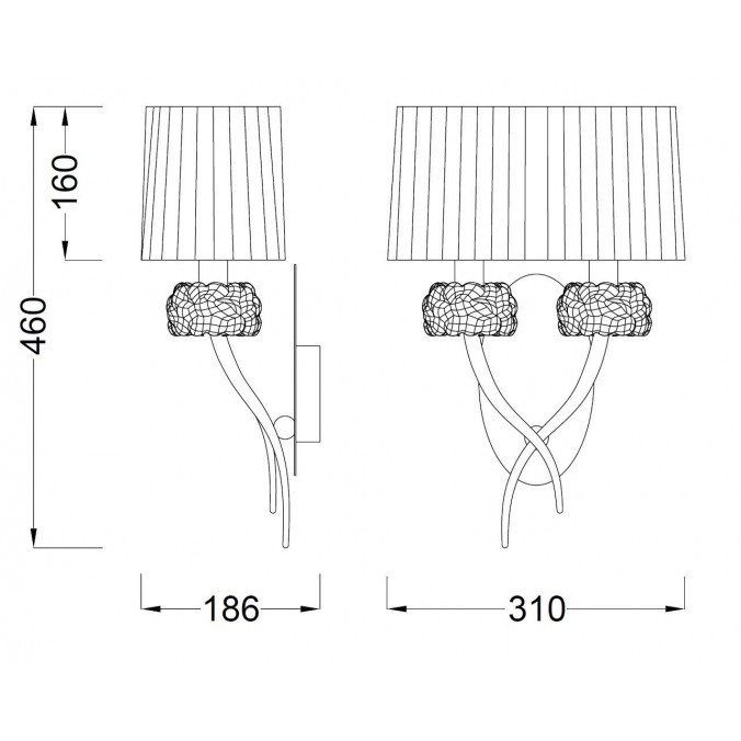 Aplique de pared 2 luces burbujas de cristal