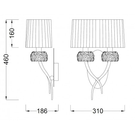 Aplique de pared 2 luces burbujas de cristal