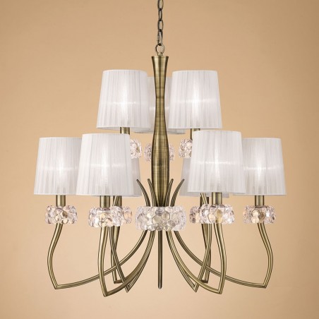 Lámpara techo clásica 9 luces burbujas de cristal