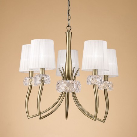 Lámpara techo clásica 5L 66cm burbujas de cristal