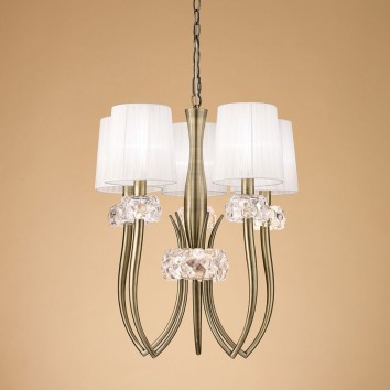 Lámpara techo clásica 5L 50cm burbujas de cristal