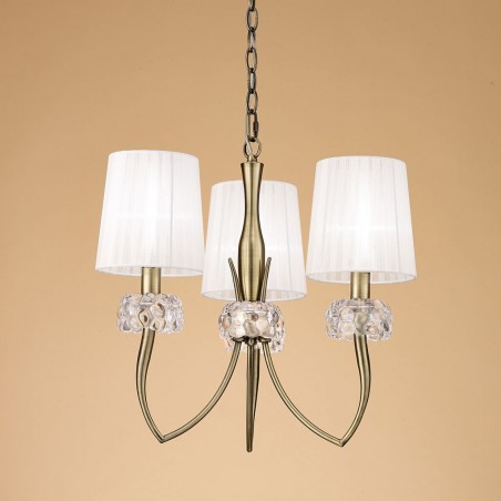 Lámpara techo clásica3 luces 50cm burbujas de cristal