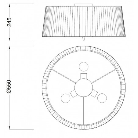 Plafón de techo clásico 55cm pantalla organza blanca