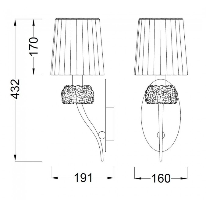 Aplique de pared clásico 1 luz  burbujas de cristal