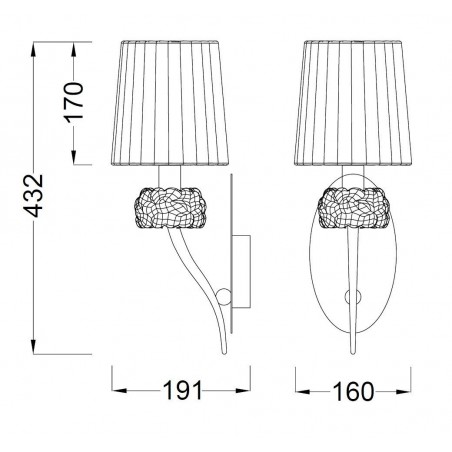 Aplique de pared clásico 1 luz  burbujas de cristal