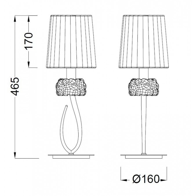 Lámpara de mesa clásica 46cm burbujas de cristal