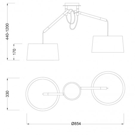 Lámpara de techo colgante 2 luces estilo nórdico
