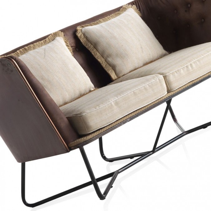 Sofá Vintage 2 plazas 173cm estructura de hierro