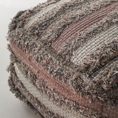 Puff cuadrado flecos multicolor 45x35cm