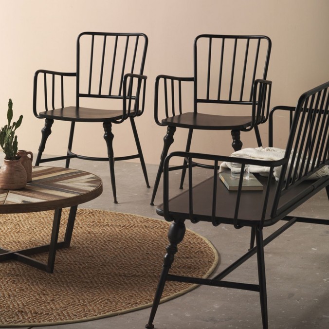 Silla vintage 57x54x87h  abeto y metal