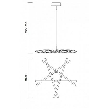 Lámpara de techo LED AIRE ondas 71cm