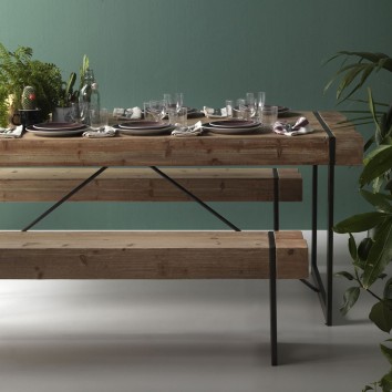 Mesa de comedor estilo industrial 200x90x80h en metal 2