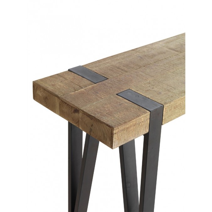 Mesa auxiliar estilo industrial 120x40x76h en madera de abeto