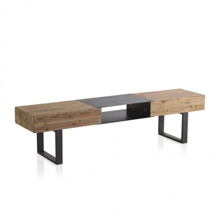 Mesa de centro estilo industrial 180x40x45h en madera de abeto