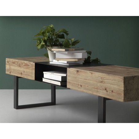 Mesa de centro estilo industrial 180x40x45h en madera de abeto