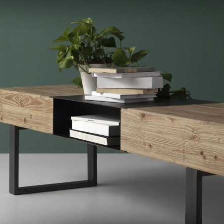 Mesa de centro estilo industrial 180x40x45h en madera de abeto