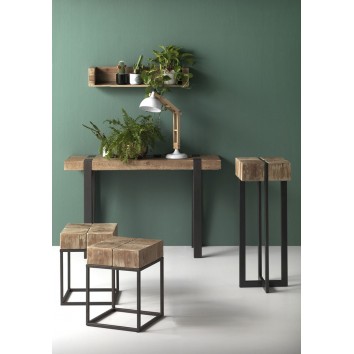 Mesa auxiliar alta estilo industrial 32x32x85h en madera de abeto 2